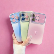 HP MERAH HIJAU Kuaisu Official Store Case Gradient Colorhp with Small Pink Love Heart Blue Greenbiru