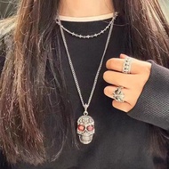 Red Eye Skull Necklace Trendy Cyberpunk Motorcyclist Motorcycle Accessories Cool