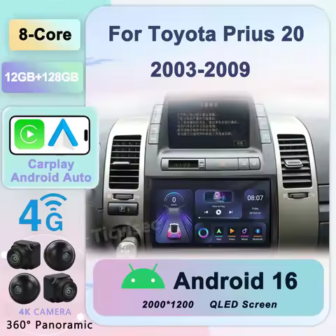 Carplay Autoradio 2 din Android 16 For Toyota Prius 20 2003-2009 Car Radio Multimedia Video Player G