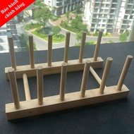 Convenient natural wooden cup and plate rack, wooden cup and plate rack, cup and plate tray
