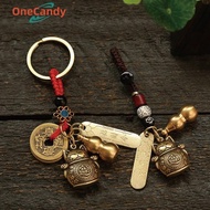 GANTUNGAN Brass Keychain Lucky Cat Coin Lucky Cat Chinese Keychain Car Keychain Brass Keychain Fengs