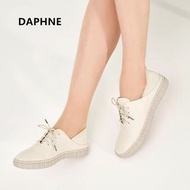 Daphne/達芙妮旗下鞋櫃春新款平底繫帶漁夫鞋 簡約舒適休閒學生運動小白鞋 全新庫存清倉 挑戰最低價 任選3件免運費