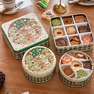 Christmas Tin Box Cookies Biscuit Tinplate Box Round Can High Packaging Gift Empty Can Storage Candy