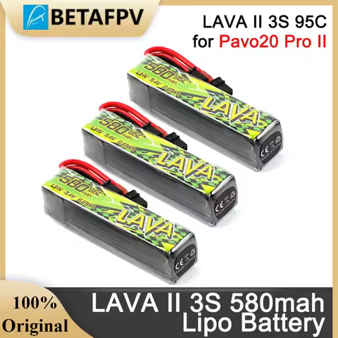 BETAFPV LAVA II 3S Battery 580mAh 95C 11.4V LiHV Battery for Betafpv Pavo20 Pro II RC Helicopter Qua