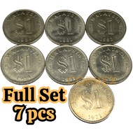 Malaysia RM1 Parliament Coin Set | 1971–1986 Full 7pcs | Vintage Collectible Coins