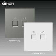 Simon M7 AIR Series Ultra Thin Switch Socket 20A 2 WAY USB TYPE-C Fast Charging CAT6 DATA PLATINUM W