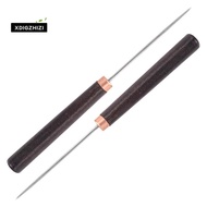 2 Pcs Awl Tool with Wooden Handle, Leather Awl Punch Tool, Slender Scratch Awl, Awl Repair Tool for 