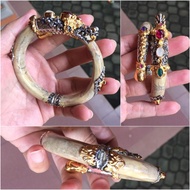 gelang Uli (akar Bahar) motif naga Bali silver gold pleted