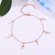 S925 European American Trendy 18K Gold Cross Pendant Anklet Women Silver Jewelry Cross Anklet Jewelr