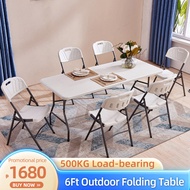 6Ft Outdoor folding table long table Folding Half Table Portable Folding Table Long table Household Picnic Table Laptop table Study Table  Plastic folding table