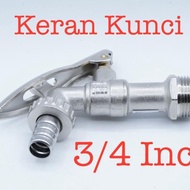Brass Lockable Ball Bibcock 3/4" 3/4 inch Keran Air Stop Kran Taman Dinding Tembok Dengan Kunci Kuni