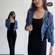 Jaket Croope Wanita | Lilou Crope Jacket Wanita Knit Premium Atasan Crop top