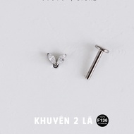 (1 Piece) 2 stone leaf earrings - Titanium F136 - Kassy