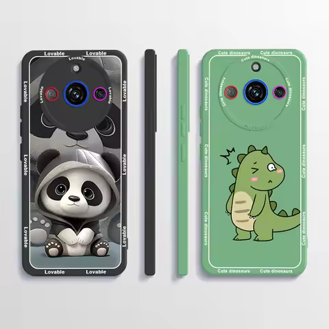 For Realme 11 Pro 5G Case Cute Panda Dinosaur Square Silicone Matte Capa Fundas For Realme 11 Pro Pl