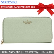 Kate Spade Wallet In Gift Box Long Wallet Pebbled Leather Large Continental Wallet Light Pistachio Green # WLR00392