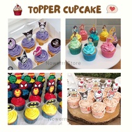 Cupcake /Round CUPCAKE Topper with Various Themes, 12pcs