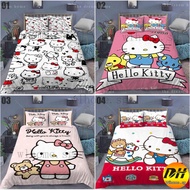 Hello kitty Fitted Bedsheet Pillowcase Cartoon Beddings Single/Super single/Queen/King Set