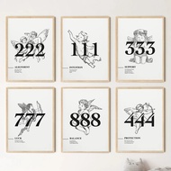 Retro 777 Angel Lucky Number Manifestation Energy Spiritual Quotes Poster Canvas Painting Wall Art P
