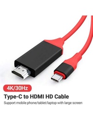 Usb C 轉 Hdmi 電纜 4k30hz,2m Usb C 型轉 Hdmi 電纜適配器高速線將筆記本電腦和手機連接到電視,兼容 Macbook Pro/air、ipad Pro 2020、lg、dell Xps 13/15 等