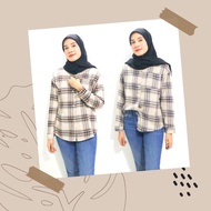 Laila top kemeja petak blouse cotton plaid cotton shirt plaid blaus muslimah petak