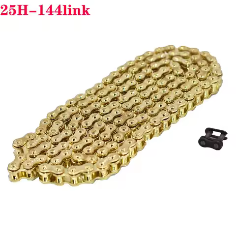 Gold Colour 25H Chain 144 Links with 1pc Spare Master Link For 2 Stroke 47cc 49cc Engine Mini Moto D