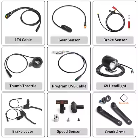 Bafang-E-Bike Cable for 8FUN Motor Kits, Gear Sensor, USB Programming, Hydraulic Brake Sensor, Displ