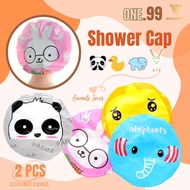 [READY STOCK] 2PCS Woman Cartoon Shower Cap Bath Cap Saloon Cap