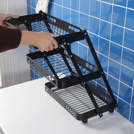 Wall Mounted Foldable Dish Drying Rack, 201 Stainless Steel No Drill Kitchen Plate Bowl Cutlery Orga