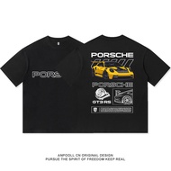 Porsche 911GT3RS Modified Culture RWB Sports Car Printed Top 280G Heavy Cotton Short Sleeve High Qua