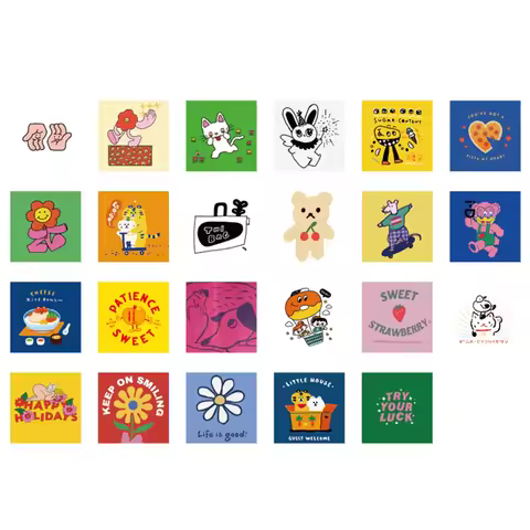 46Pieces Box stickers color DIY Scrapbook Happy mood fresh hand account decorative Diary square Pain