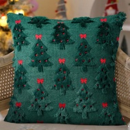 Christmas Pillow Covers 17.72x17.72 inch Christmas Decorations Red Bows Xmas Tree Throw Pillow Cases