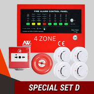 Asenware FCP 4 zone (ไม่รวมแบต) Alarm bell 6" 1 ตัว Smoke detector 4 ตัว Manual call point 1 ตัว (S