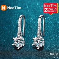 951 NeeTim Real Moissanite Drop Earrings for Women 925 Silver White Gold Plated Earing Wedding TCZ