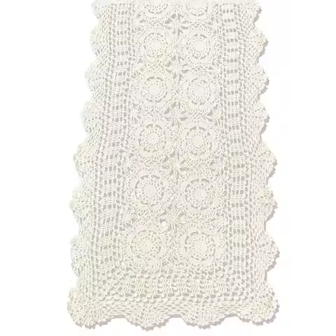 100% Cotton Handmade Crochet Floral Lace Table Runner Rectangle Coffee Table Dresser Decor
