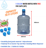 3 Gallon Water Bottle With Cap Set For Water Dispenser (free 5 caps)