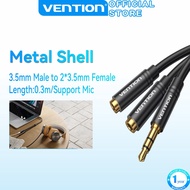 Vention 3.5mm Audio Cable Splitter 1 to 2 Male to Female Jack Audio Cable Aluminum Alloy Shell Braided Jacket for Headphone