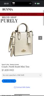 Coach North South Mini Tote白色斜挎小包