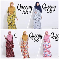 Baju Kurung Sabella Bercorak Queeny Ready Stock