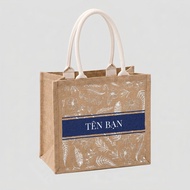 Jute Bags with Toile Patterns Printed on Demand - Brand Logo Name Printed on Fabric Bags Luxury Busi