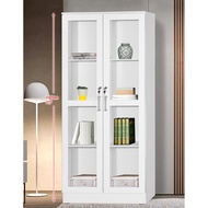 ARTY 6ft Display Cabinet 2 Glass Door with Keylock Almari Buku Kabinet Kaca 2 Pintu Kunci Bookshelf Grey White Color