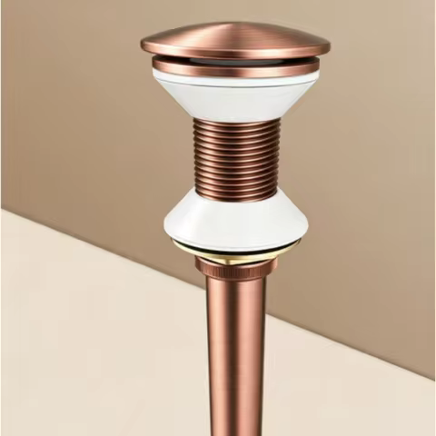 Brushed Rose Gold Bathroom Vessel Pop Up Sink Drain Strainer Pop Up Drain, Brass Pop Up Drainer Sink