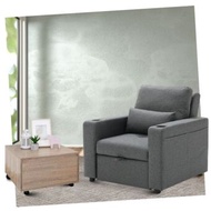 โซฟาปรับนอน รุ่น REETAH ผ้าสีเทา & โต๊ะกลางล้อเลื่อน รุ่น ROLLY สีโซลิดโอ๊ค