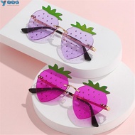 YVE Rimless Sun Glasses, Halloween Costume Street Snap Strawberry Sunglasses, Unique Metal Y2K Shade