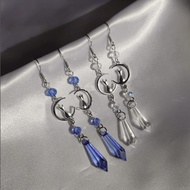 Bohemian Moon Cat Crystal Dangle Earrings Magic Natural Crystal Jewelry C3OX