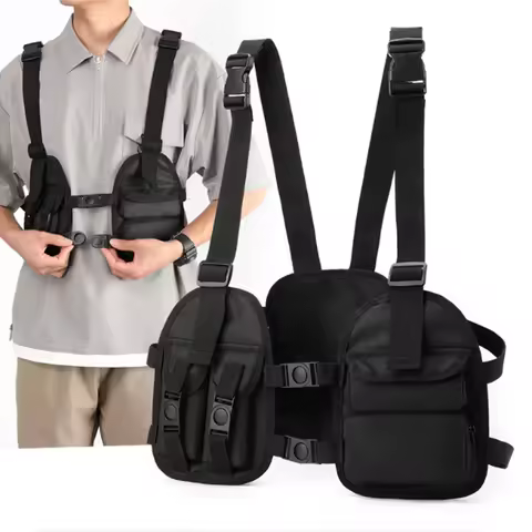 Functional Tactical Chest Bag Exercise Travel Vest Pack Oxford Cloth Vest Storage Bag Unisex Chest R