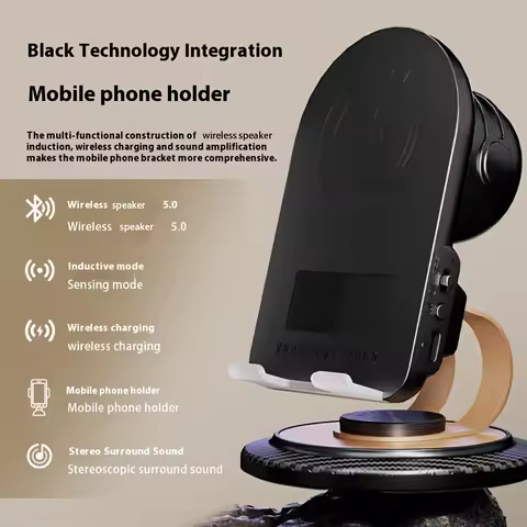 wireless speaker with Mobile phone stand and non-slip base induction mode speaker for wireless charg