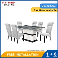 Eveline Marble Dining Set/ Marble Dining Table/ Meja Makan 6 Kerusi/ Meja Makan Marble/ Meja Makan Set