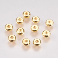 100pc 304 Stainless Steel Spacer Beads Rondelle Real 18k Gold Plated 5x2mm Hole: 1.5mm