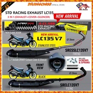 YAMAHA LC135 V1-V7 LC 5S EXHAUST EZOZ APIDO 28MM STANDARD (CUTTING Y15ZR) COMPLETE SET EXHAUST COVER