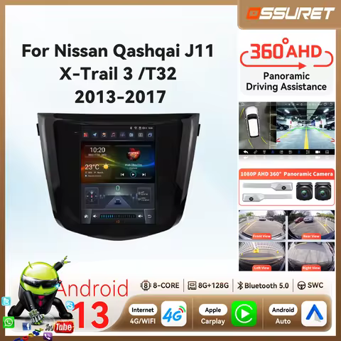 9.7"Carplay Android 14 Autoradio For Nissan Qashqai J11 / X-Trail 3 T32 2013-2017 multimedia player 